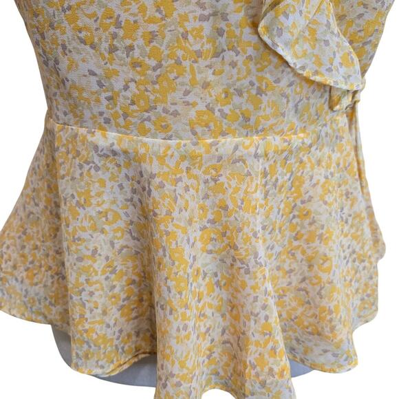 Skies Are Blue Floral Wrap Blouse Flutter Sleeve Sz S Cottage Core Femme - Picture 3 of 11